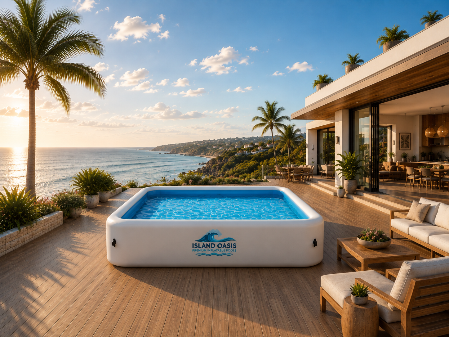 Oasis Reef deep navy designer inflatable pool